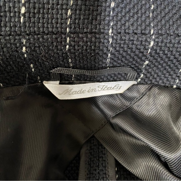 Max Mara Blazer Black Size 12 Jacket Pinstripe Textured Cotton Smart Tailored - Picture 4 of 14